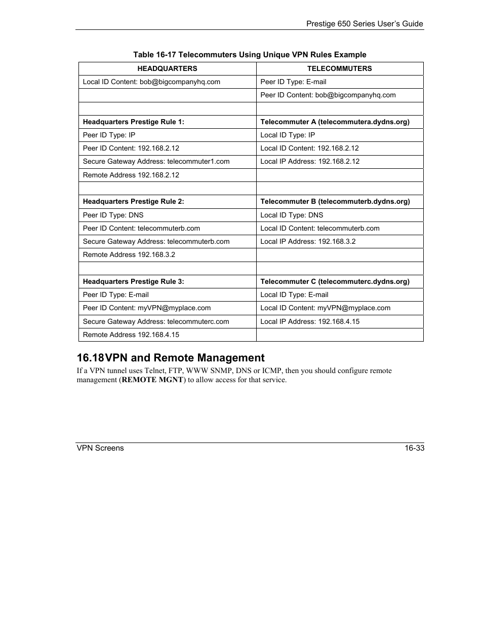 Vpn and remote management, 18 vpn and remote management | ZyXEL Communications 650 Series User Manual | Page 205 / 513