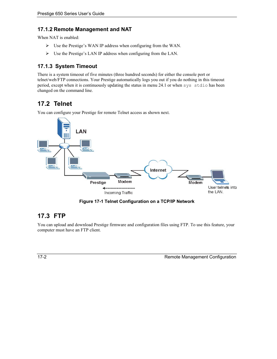 Telnet, 2 telnet, 3 ftp | ZyXEL Communications 650 Series User Manual | Page 208 / 513