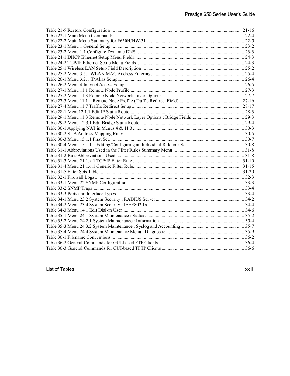ZyXEL Communications 650 Series User Manual | Page 23 / 513