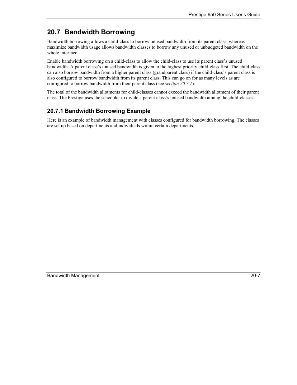 Bandwidth borrowing, 7 bandwidth borrowing | ZyXEL Communications 650 Series User Manual | Page 233 / 513