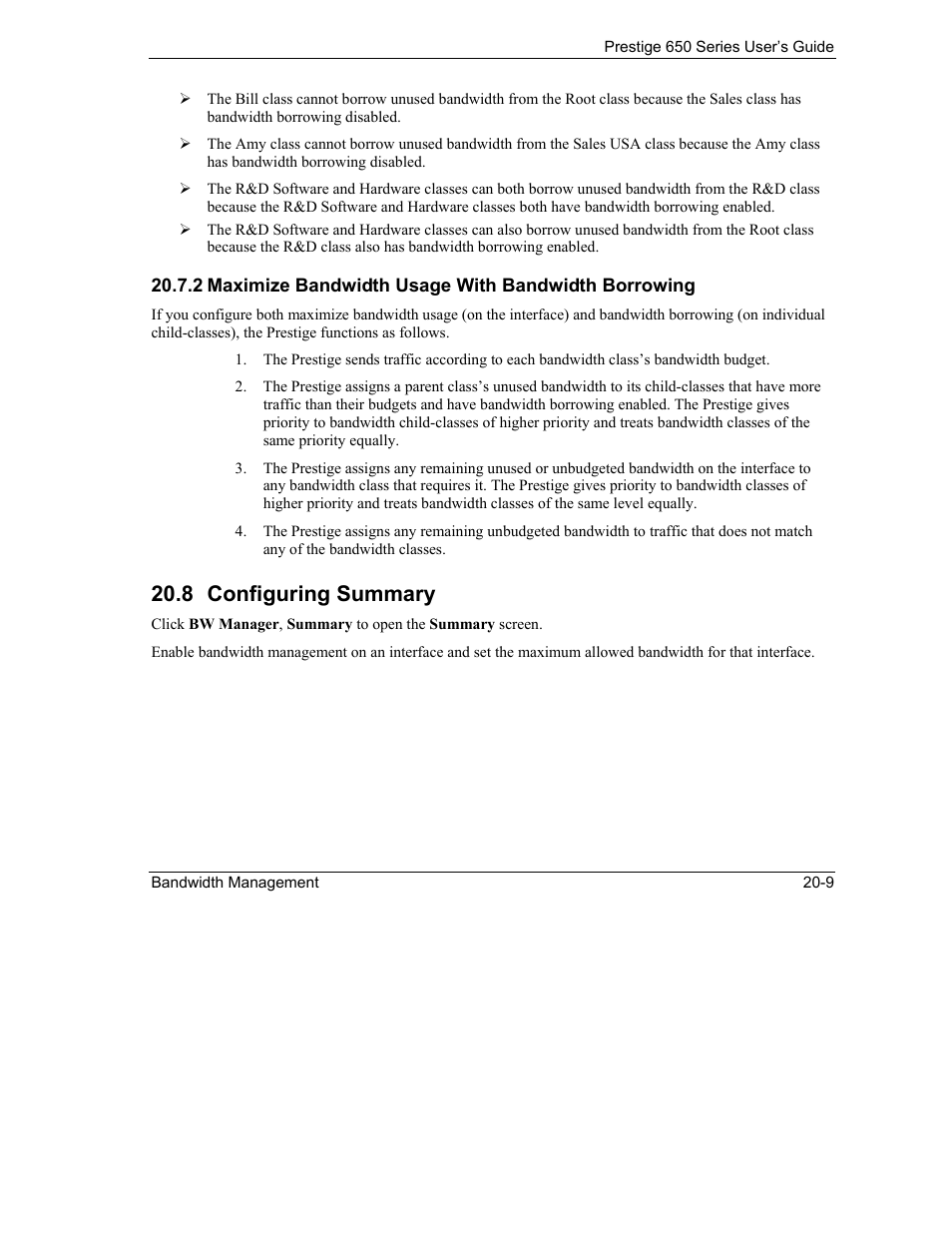 Configuring summary, 8 configuring summary | ZyXEL Communications 650 Series User Manual | Page 235 / 513