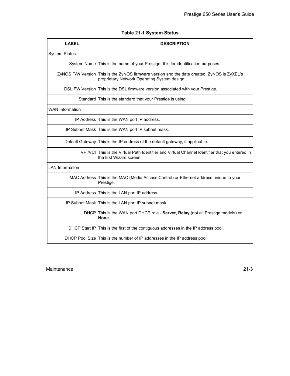 ZyXEL Communications 650 Series User Manual | Page 249 / 513