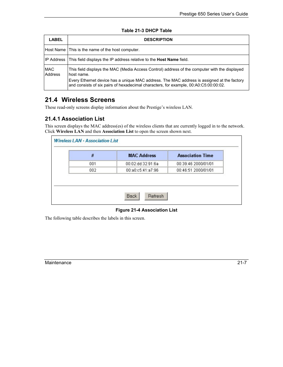 Wireless screens, 4 wireless screens | ZyXEL Communications 650 Series User Manual | Page 253 / 513
