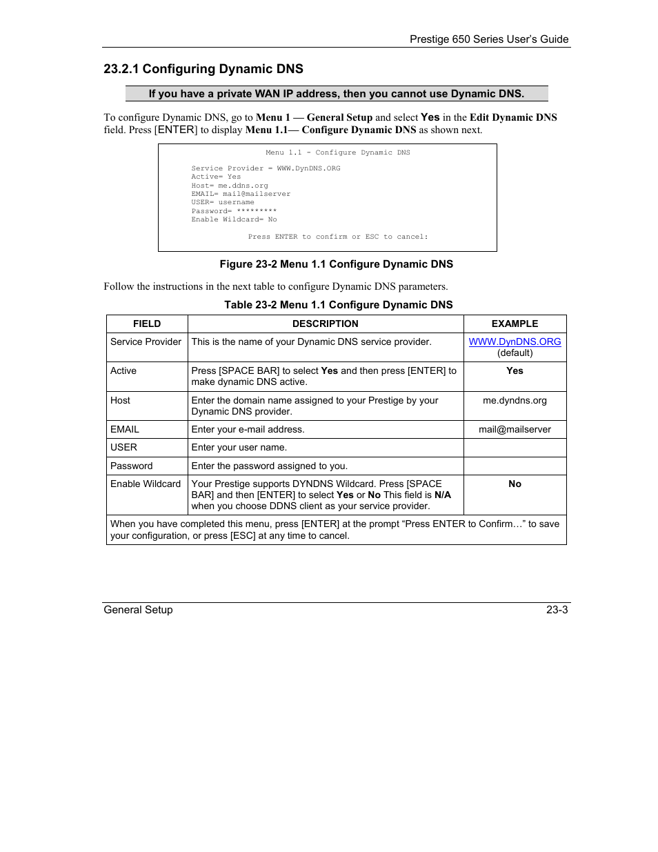 1 configuring dynamic dns | ZyXEL Communications 650 Series User Manual | Page 275 / 513