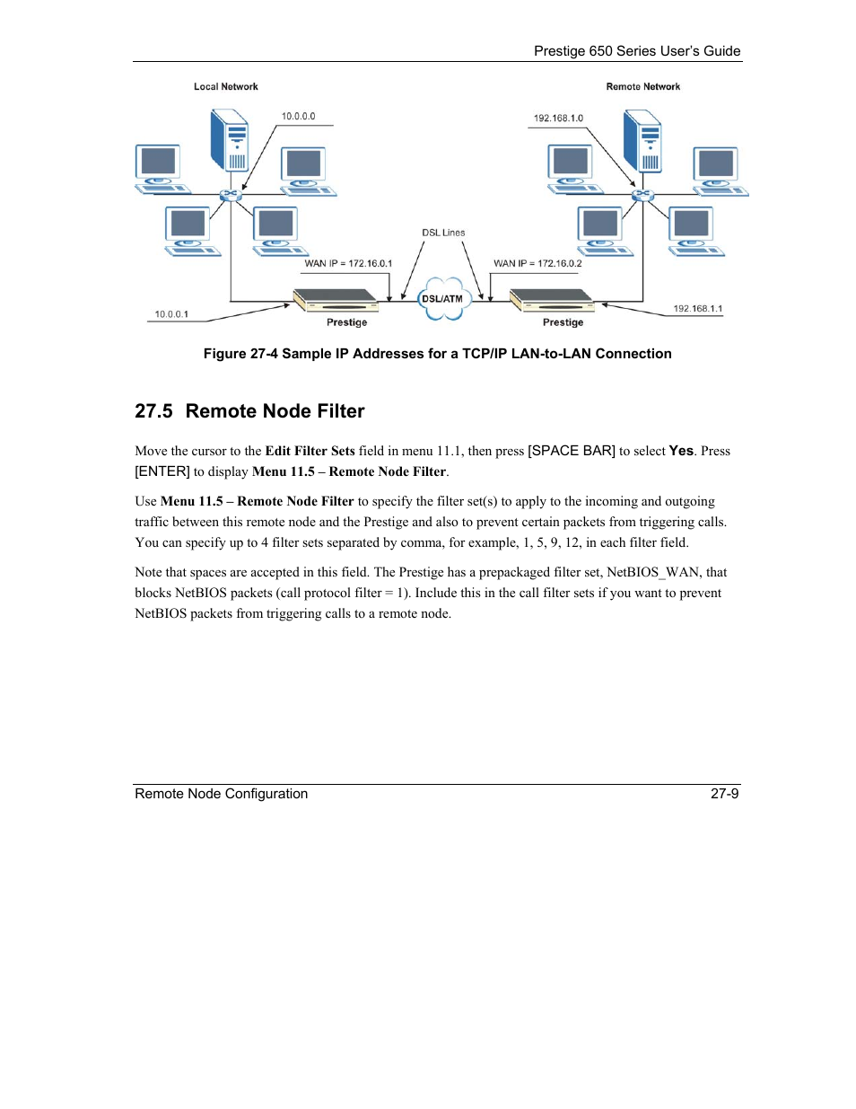 Remote node filter, 5 remote node filter | ZyXEL Communications 650 Series User Manual | Page 301 / 513