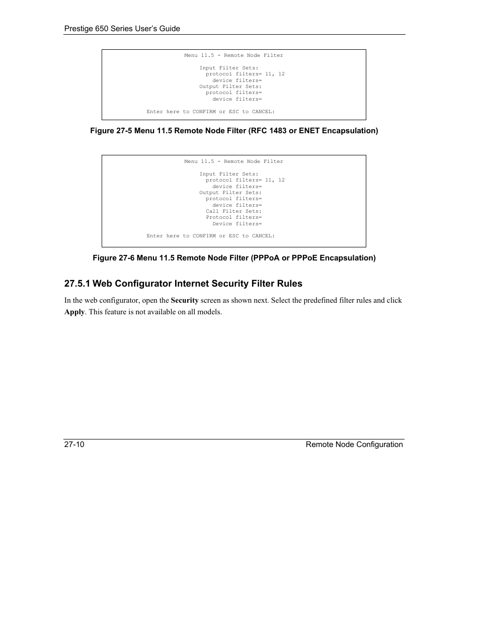 1 web configurator internet security filter rules | ZyXEL Communications 650 Series User Manual | Page 302 / 513