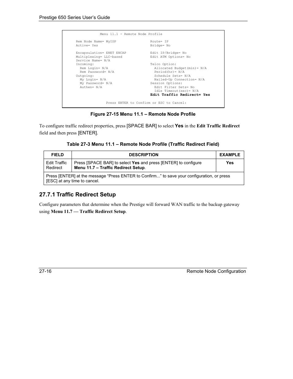 1 traffic redirect setup | ZyXEL Communications 650 Series User Manual | Page 308 / 513