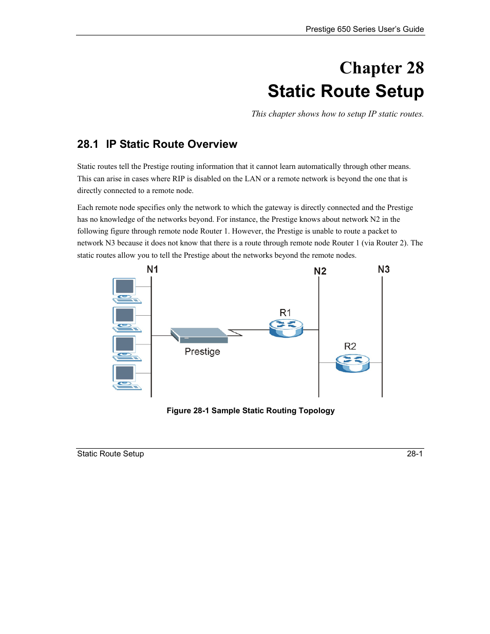Static route setup, Ip static route overview, Chapter 28 static route setup | ZyXEL Communications 650 Series User Manual | Page 311 / 513
