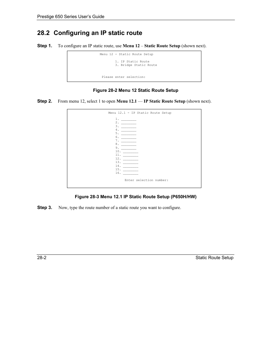 Configuring an ip static route, 2 configuring an ip static route | ZyXEL Communications 650 Series User Manual | Page 312 / 513