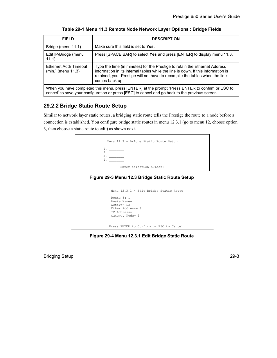 2 bridge static route setup | ZyXEL Communications 650 Series User Manual | Page 317 / 513