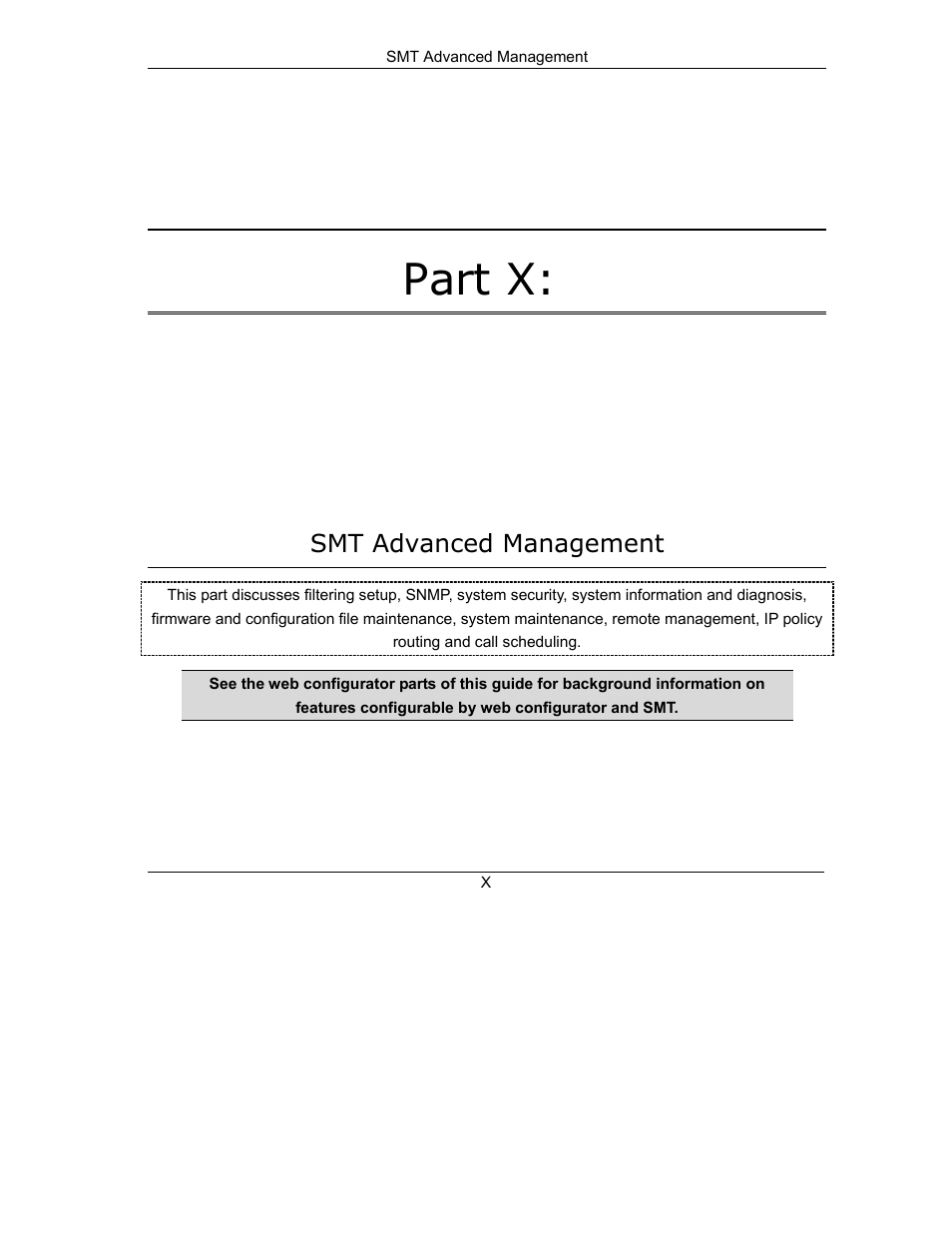 Part x smt advanced management, Part x | ZyXEL Communications 650 Series User Manual | Page 337 / 513