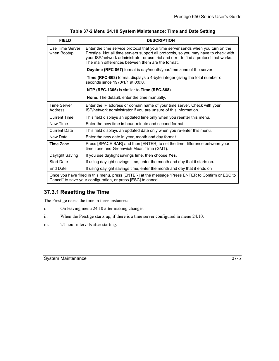 1 resetting the time | ZyXEL Communications 650 Series User Manual | Page 405 / 513