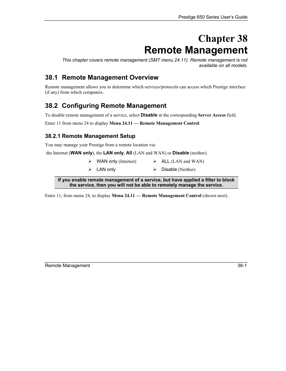 Remote management, Remote management overview, Configuring remote management | Chapter 38 remote management, 1 remote management overview, 2 configuring remote management | ZyXEL Communications 650 Series User Manual | Page 407 / 513