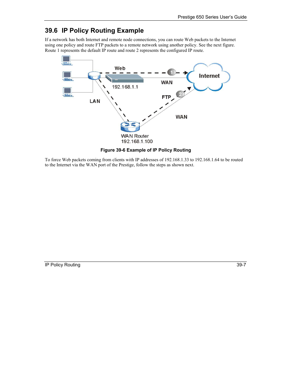 Ip policy routing example, 6 ip policy routing example | ZyXEL Communications 650 Series User Manual | Page 417 / 513