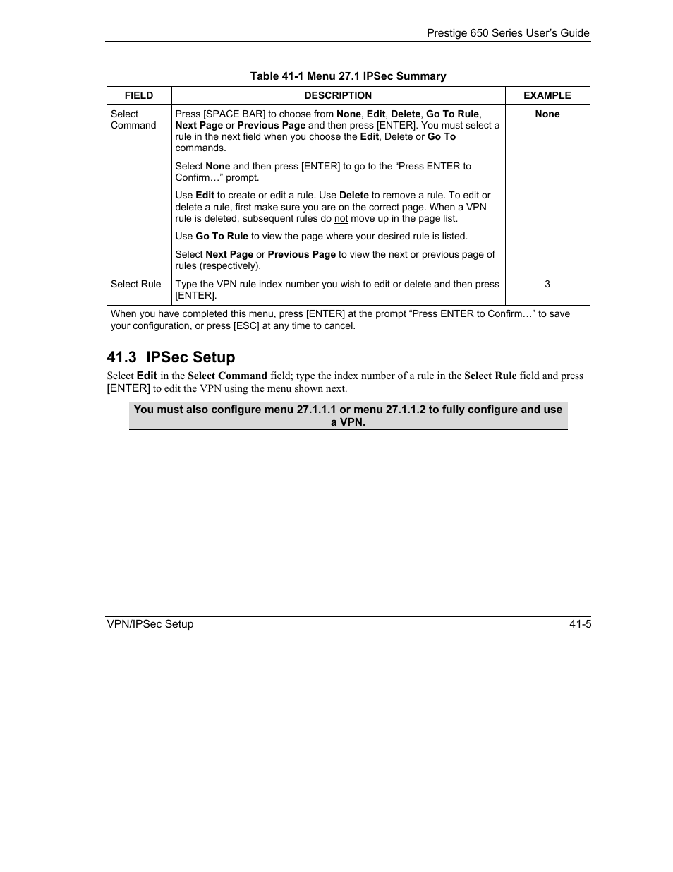 Ipsec setup, 3 ipsec setup | ZyXEL Communications 650 Series User Manual | Page 431 / 513