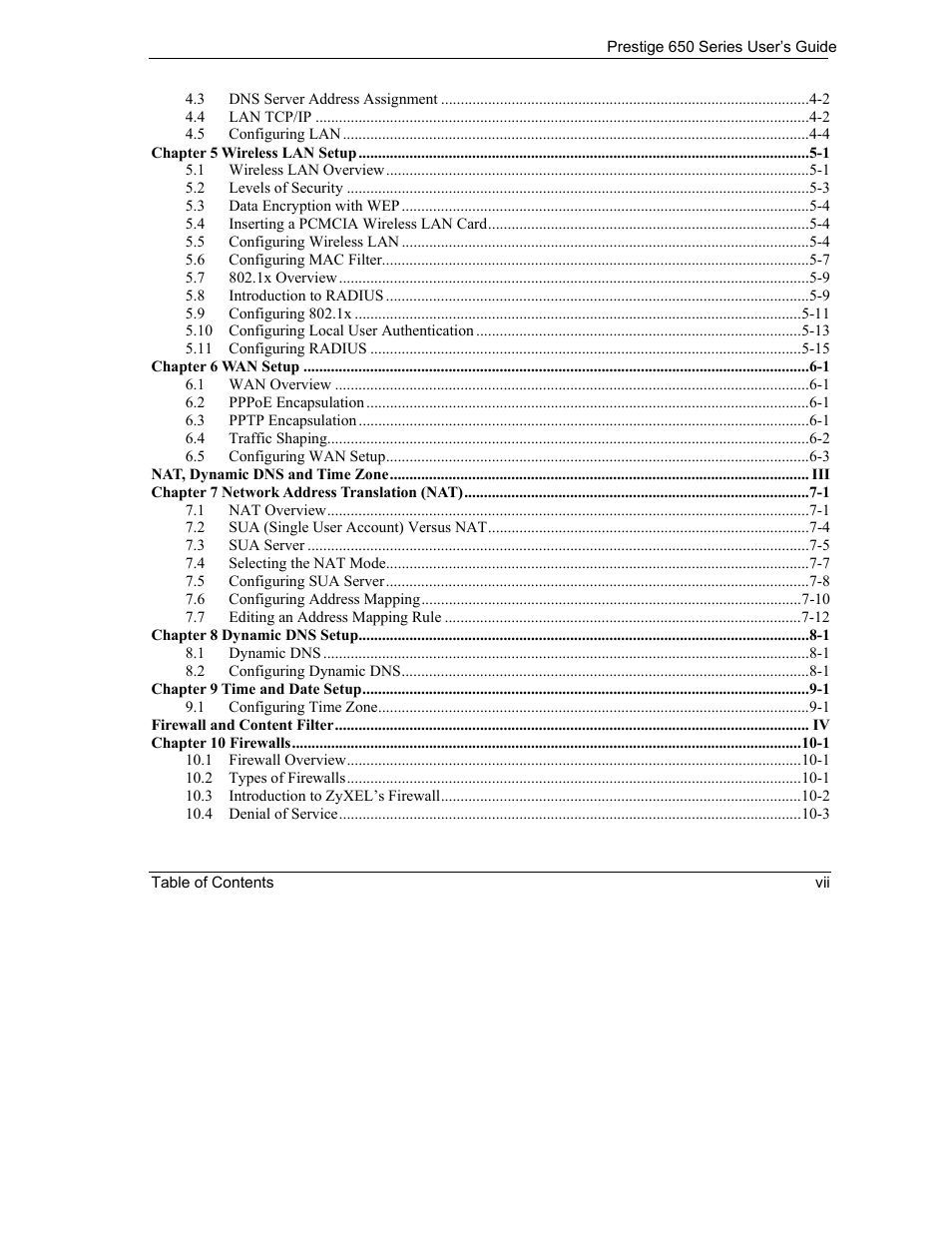 ZyXEL Communications 650 Series User Manual | Page 7 / 513