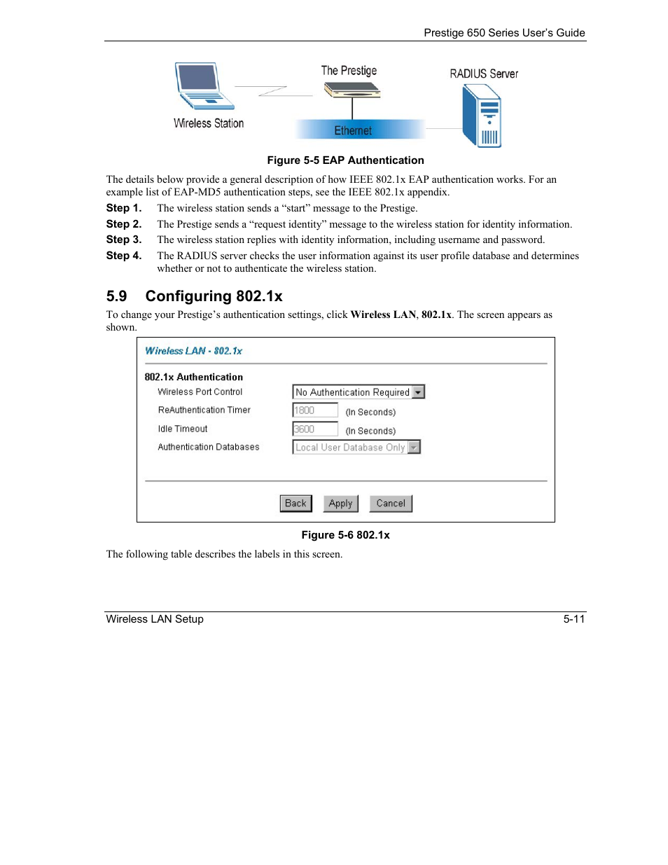 Configuring 802.1x | ZyXEL Communications 650 Series User Manual | Page 79 / 513