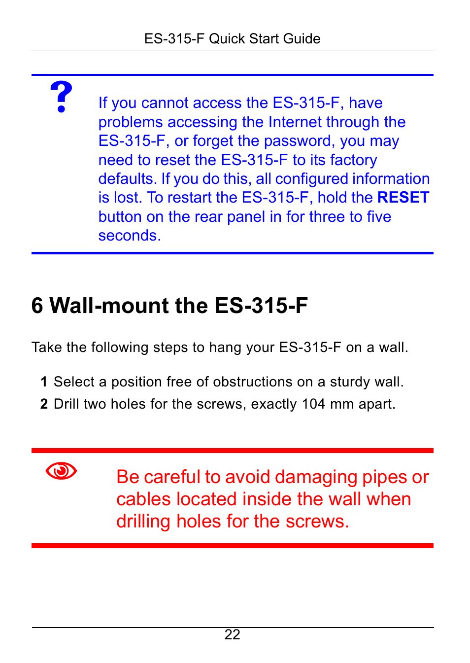 6 wall-mount the es-315-f, Wall-mount the es-315-f, On p | ZyXEL Communications ZyXEL Dimension ES-315-F User Manual | Page 23 / 25