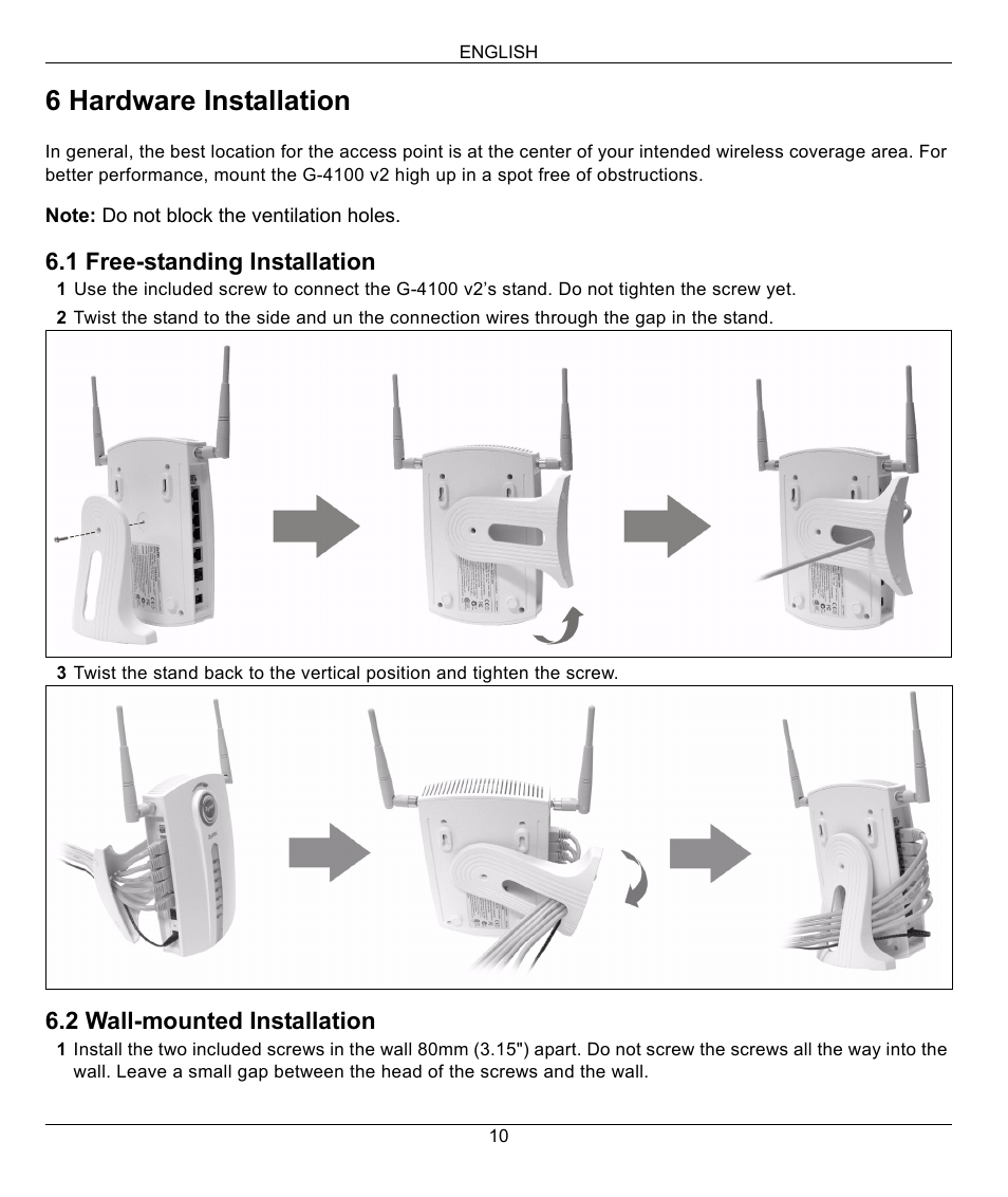 6 hardware installation | ZyXEL Communications G-4100 User Manual | Page 10 / 93