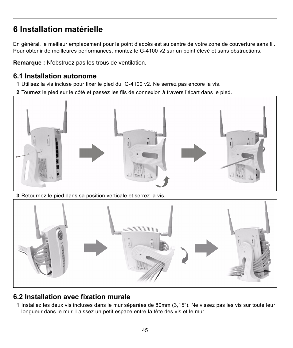 6 installation matérielle | ZyXEL Communications G-4100 User Manual | Page 45 / 93