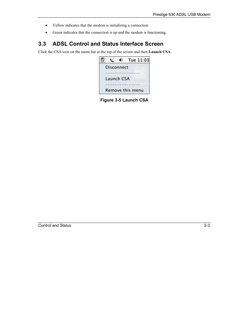 Adsl control and status interface screen, 3 adsl control and status interface screen | ZyXEL Communications Prestige 630 User Manual | Page 35 / 48