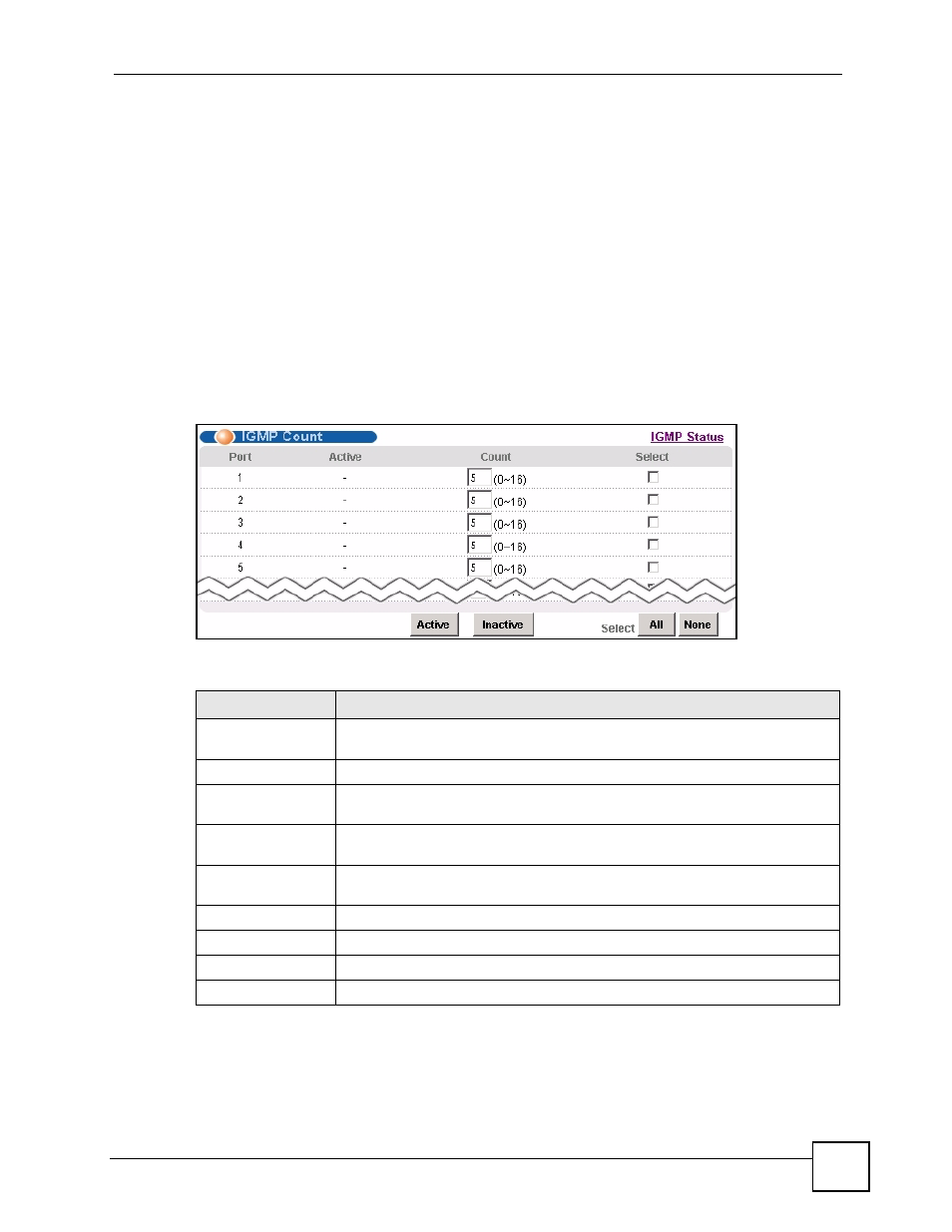6 igmp filter setup screen, 7 igmp count screen, Figure 73 igmp count | Table 39 igmp count, Section 17.7 on | ZyXEL Communications IES-612-51A User Manual | Page 159 / 444