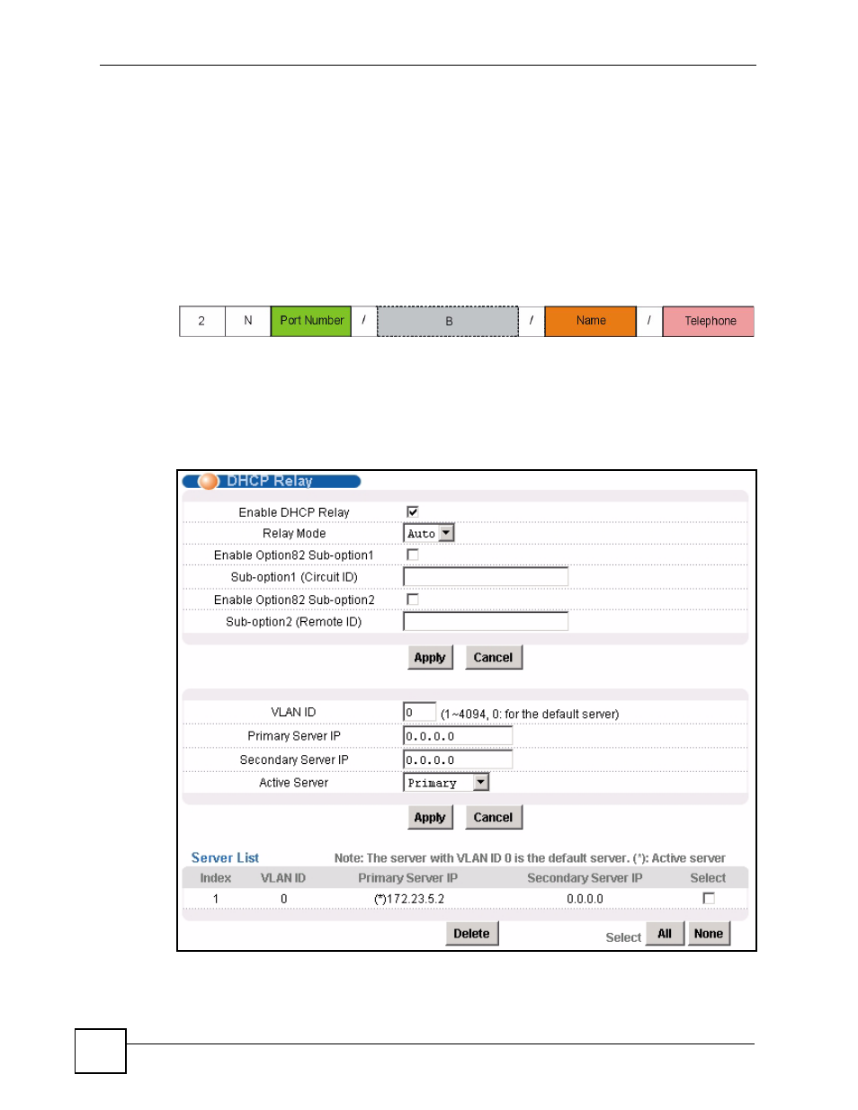 3 dhcp relay screen, Figure 92 dhcp relay | ZyXEL Communications IES-612-51A User Manual | Page 188 / 444
