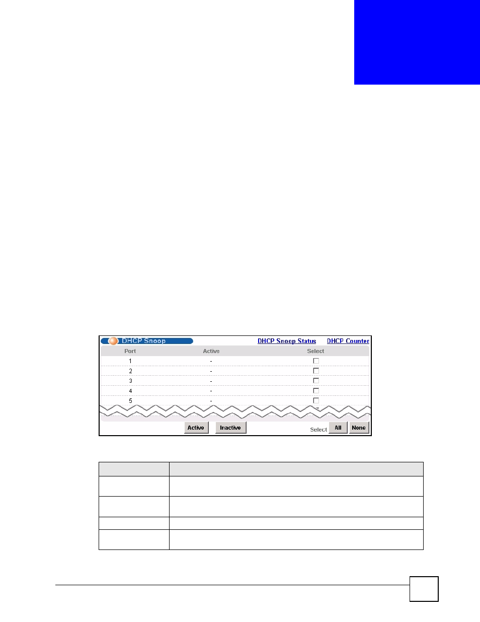 Dhcp snoop, 1 dhcp snoop overview, 2 dhcp snoop screen | Chapter 26 dhcp snoop, Figure 93 dhcp snoop, Table 56 dhcp snoop, Dhcp snoop (191) | ZyXEL Communications IES-612-51A User Manual | Page 191 / 444