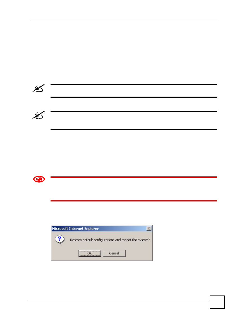 5 load factory defaults, Figure 122 restore default configuration | ZyXEL Communications IES-612-51A User Manual | Page 239 / 444