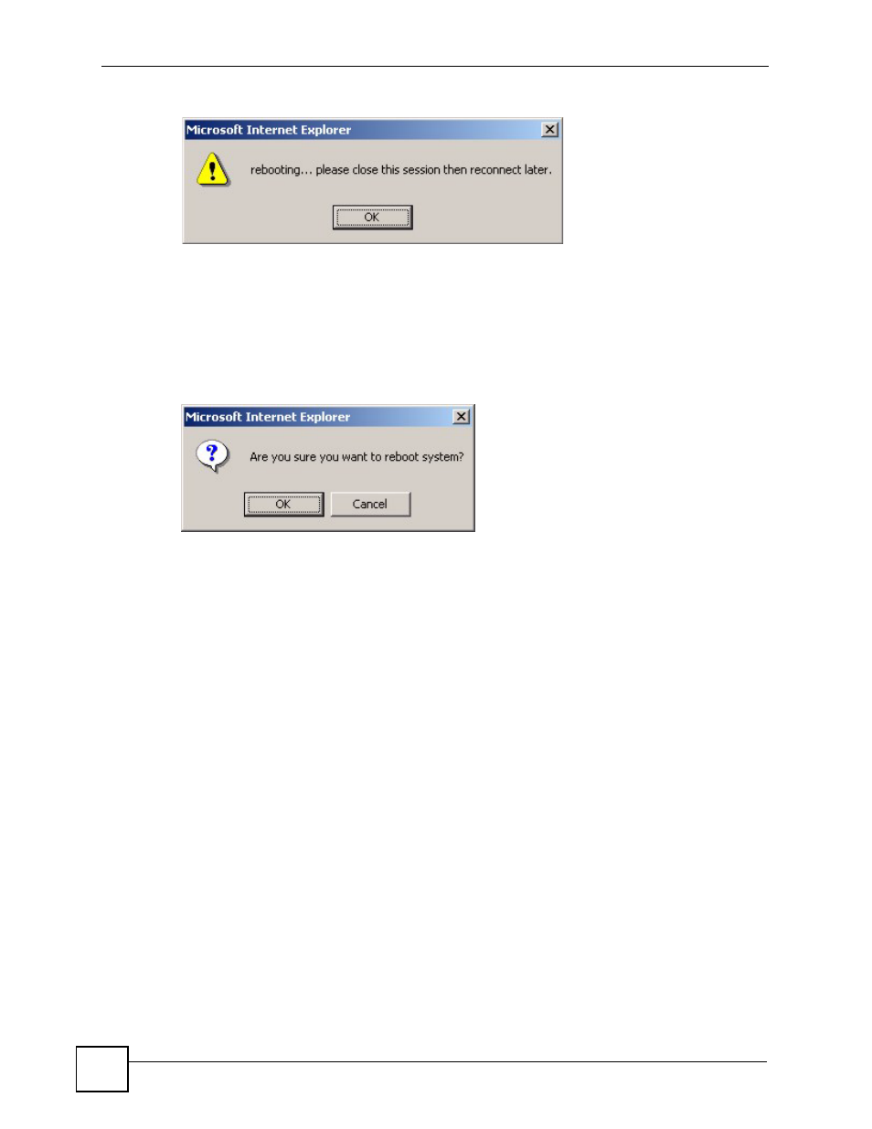 6 reboot system, 7 command line ftp, Figure 124 reboot system | ZyXEL Communications IES-612-51A User Manual | Page 240 / 444
