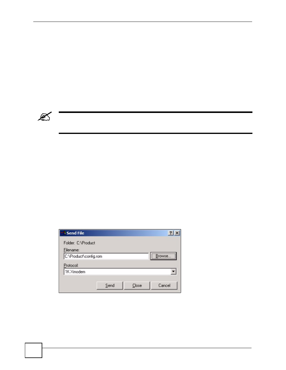 2 uploading the default configuration file, Figure 296 example xmodem upload | ZyXEL Communications IES-612-51A User Manual | Page 414 / 444