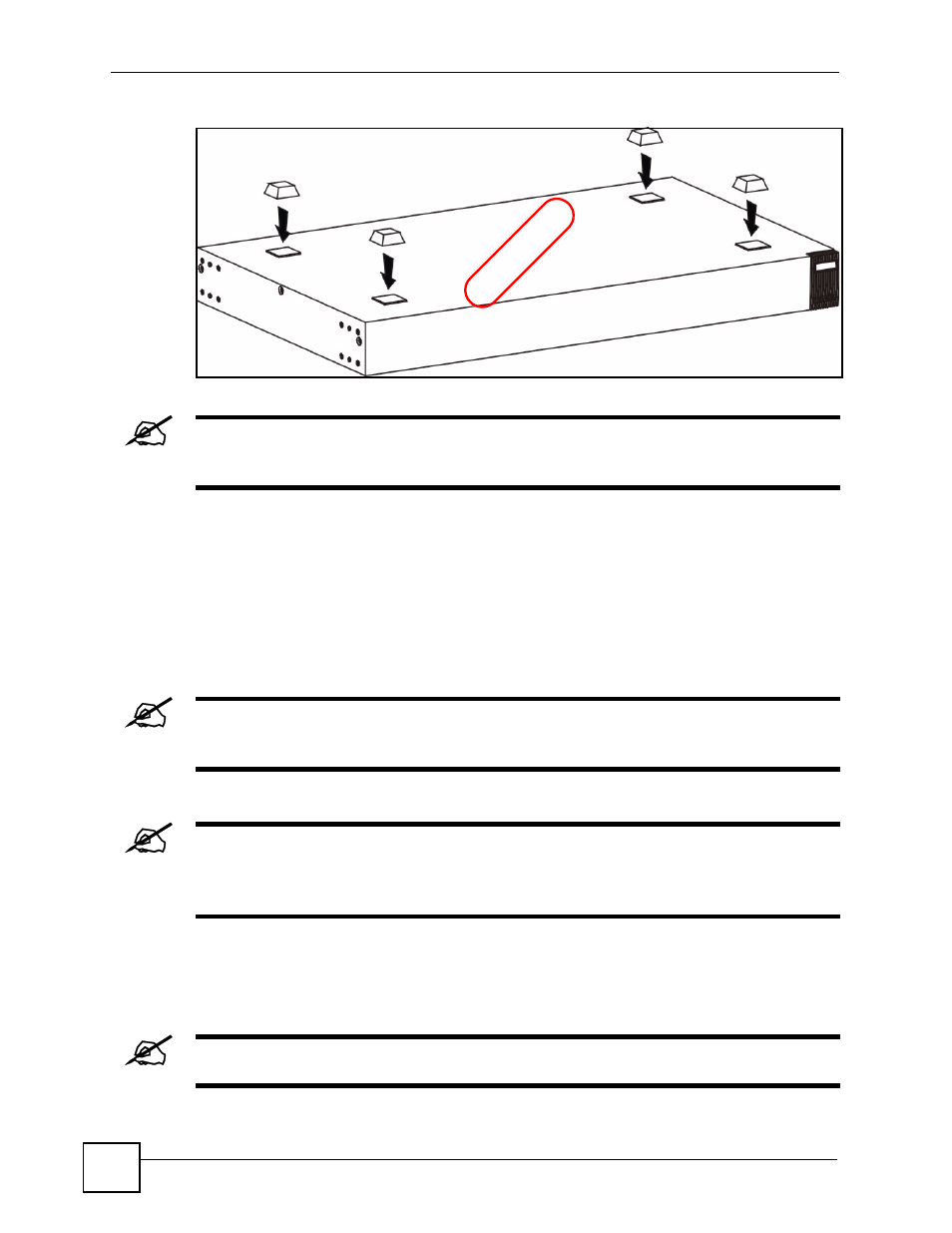 2 rack-mounted installation, Figure 3 attaching rubber feet | ZyXEL Communications IES-612-51A User Manual | Page 46 / 444