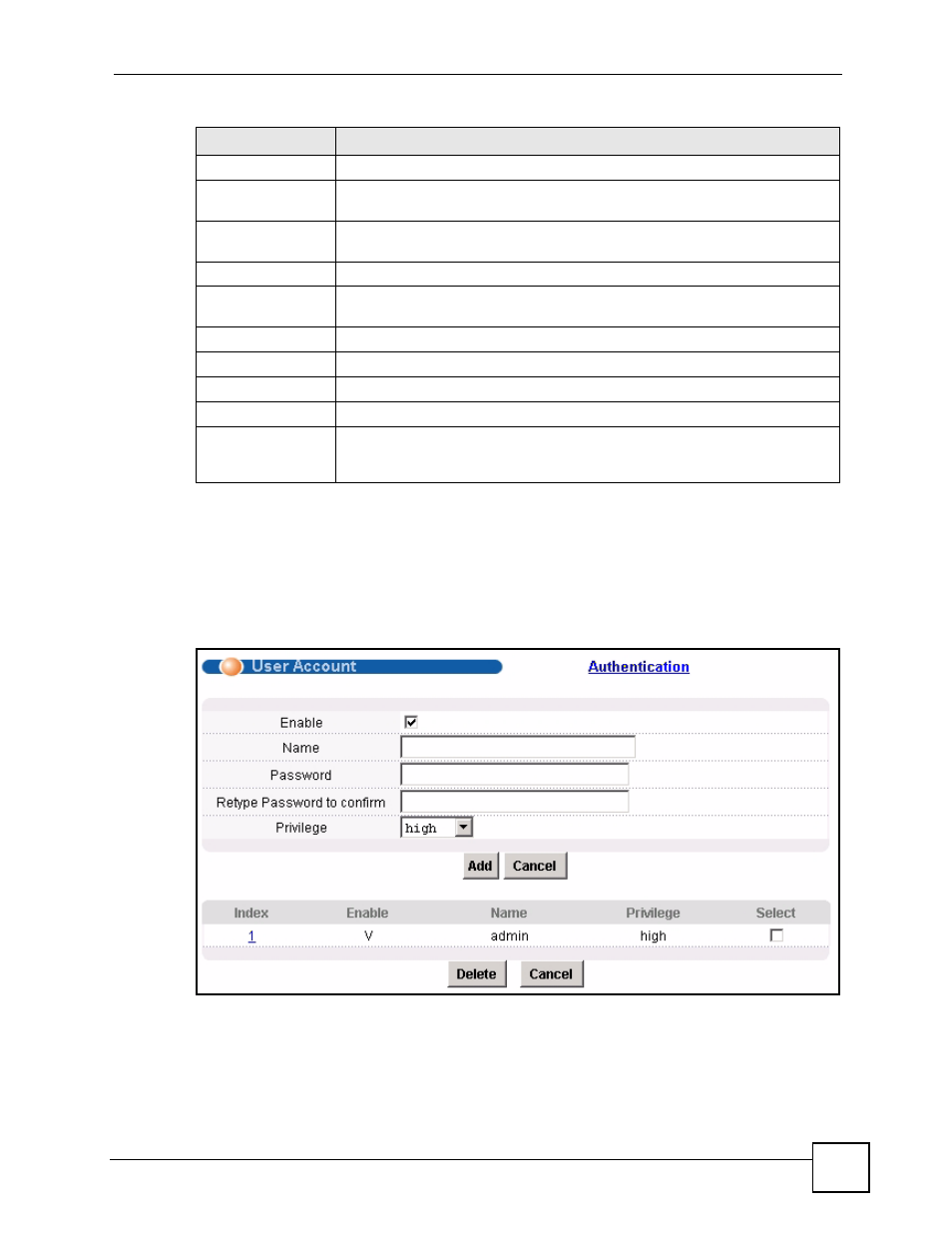 5 changing your password, Figure 17 user account, 65 4.5 changing your password | ZyXEL Communications IES-612-51A User Manual | Page 65 / 444