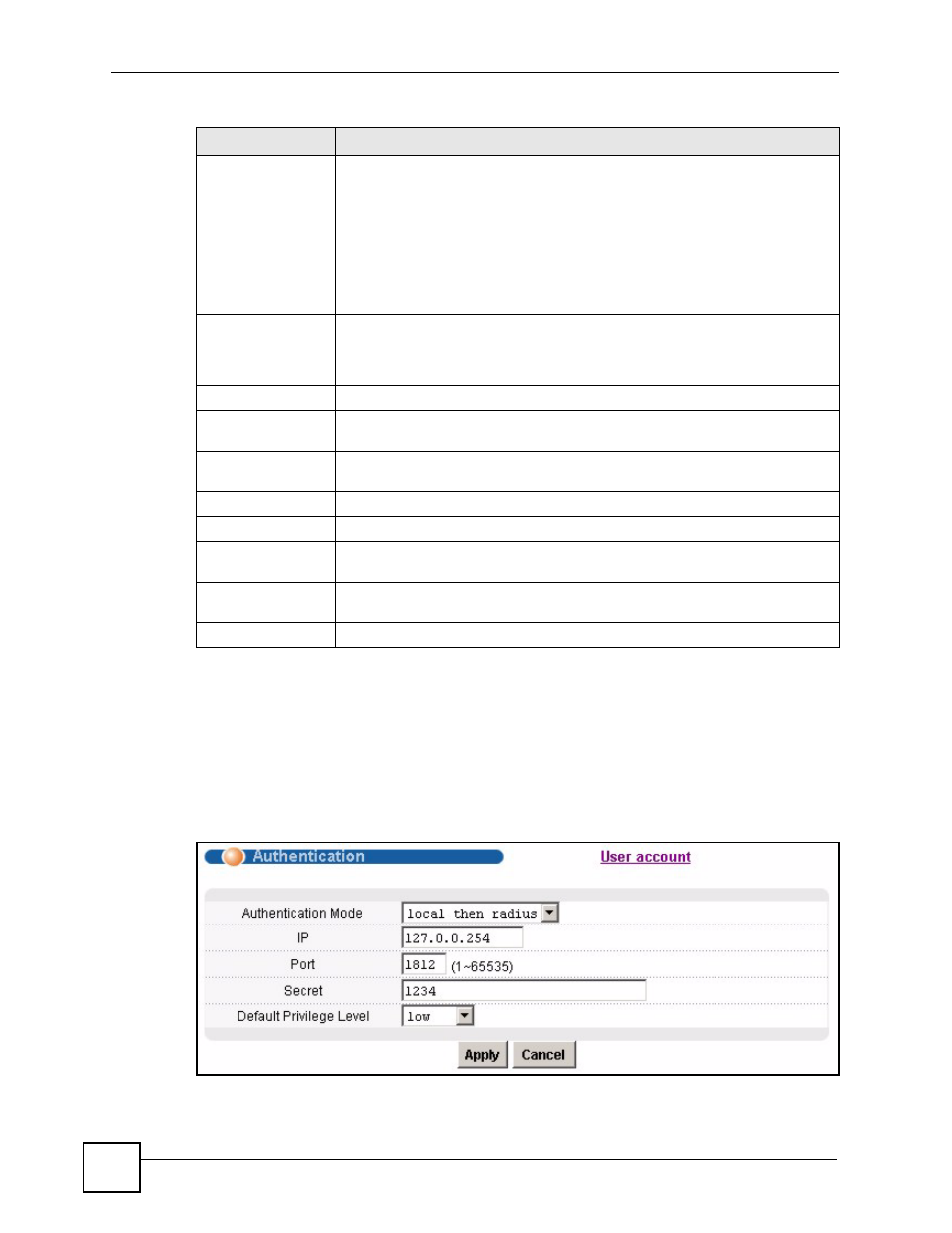 2 authentication screen, Figure 40 authentication, 94 9.2 authentication screen | ZyXEL Communications IES-612-51A User Manual | Page 94 / 444
