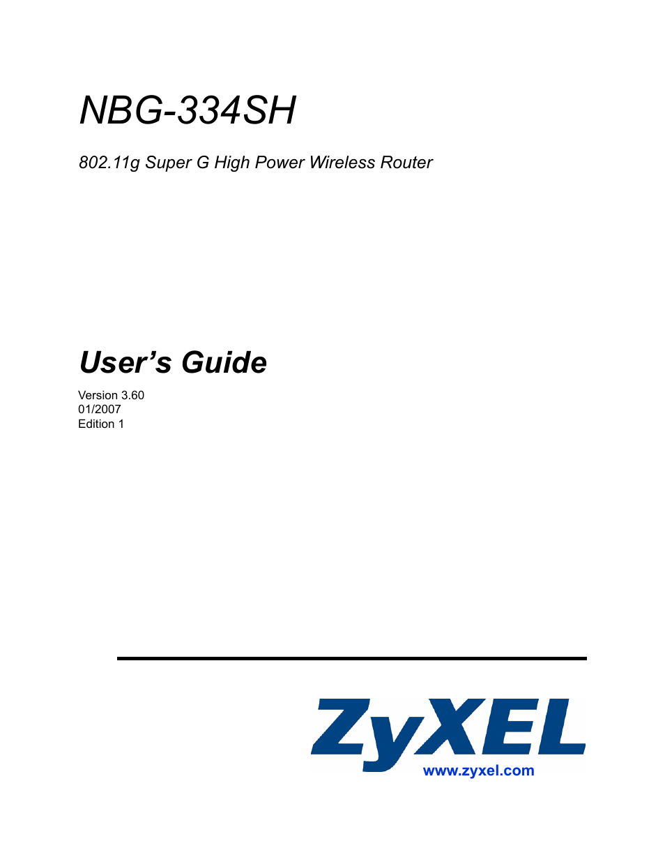 ZyXEL Communications NBG334SH User Manual | 290 pages