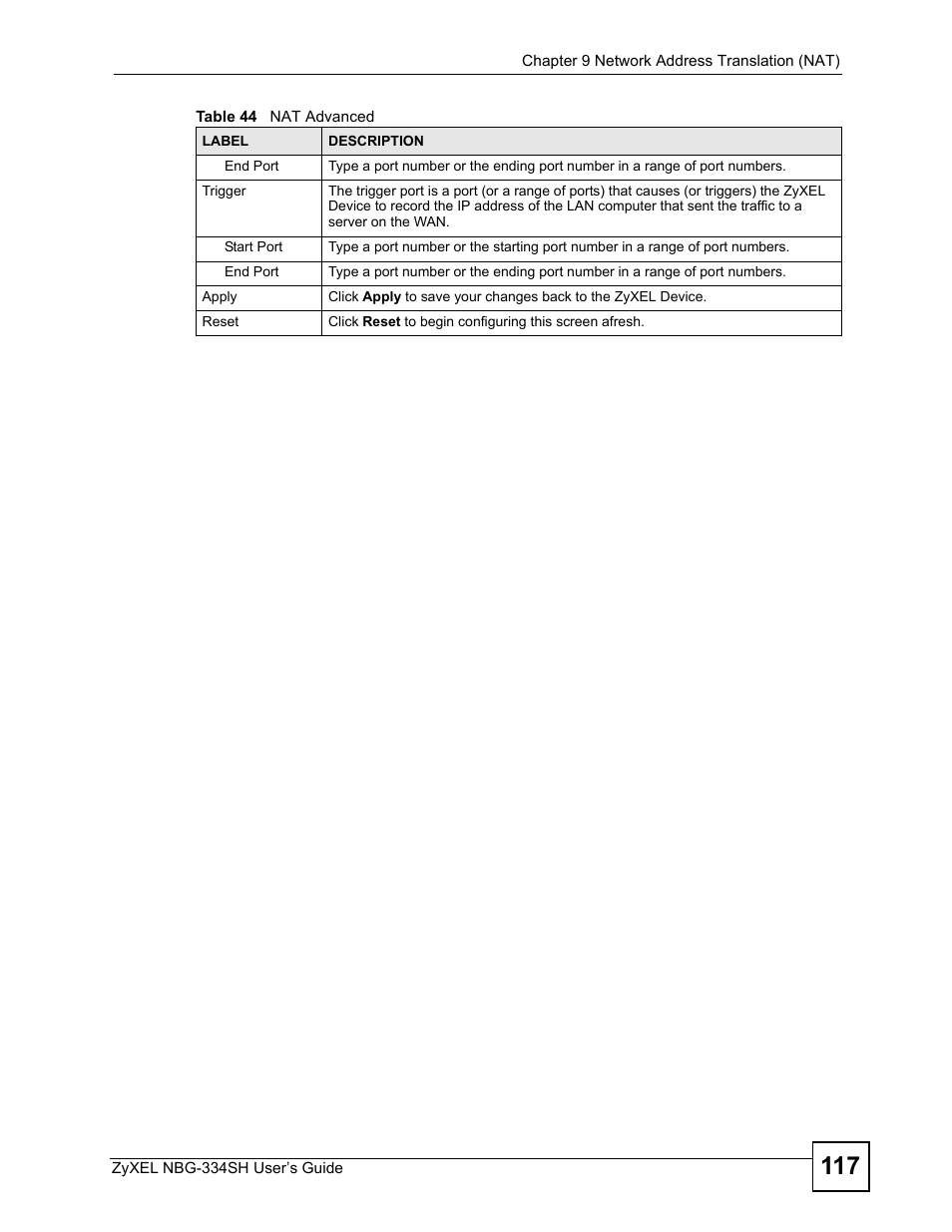 ZyXEL Communications NBG334SH User Manual | Page 117 / 290