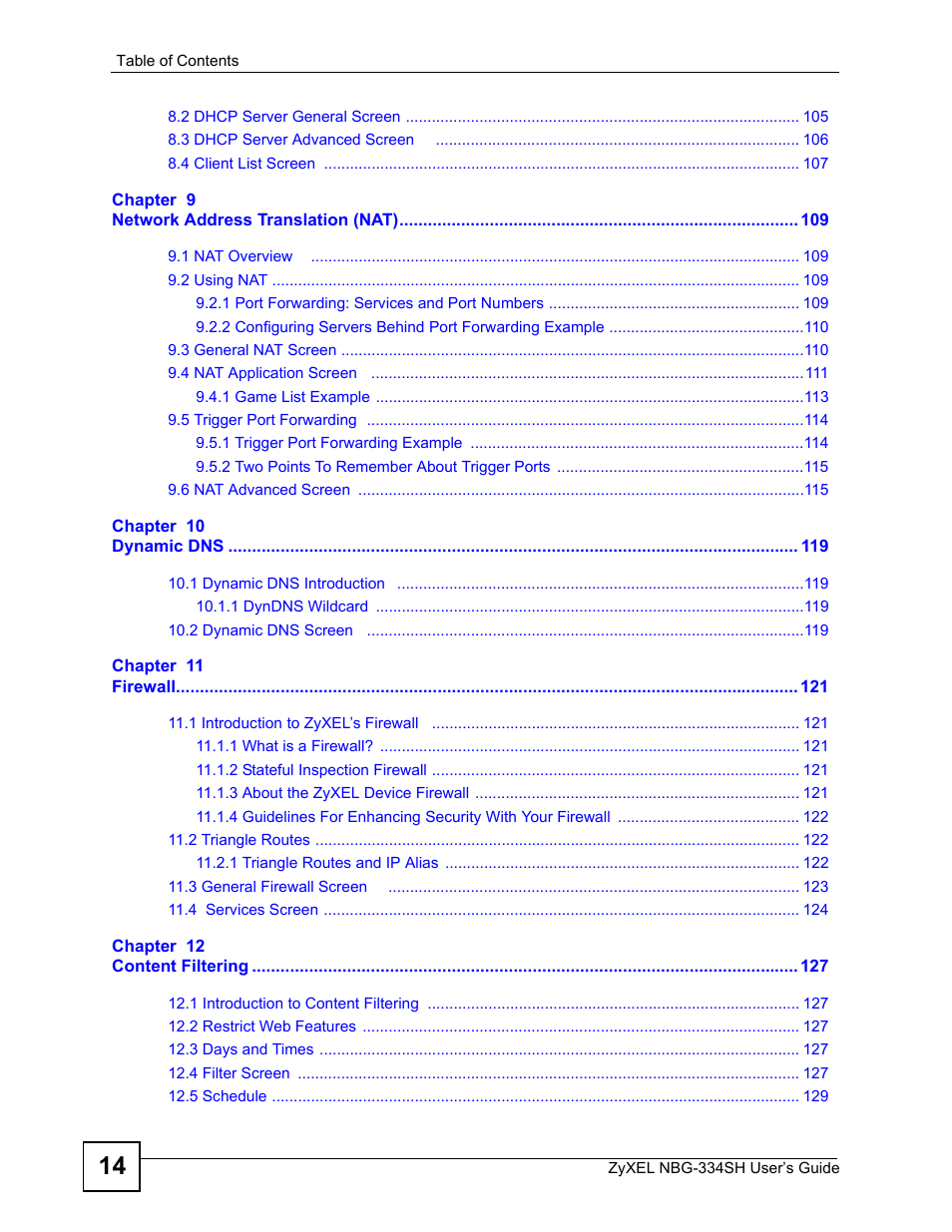 ZyXEL Communications NBG334SH User Manual | Page 14 / 290