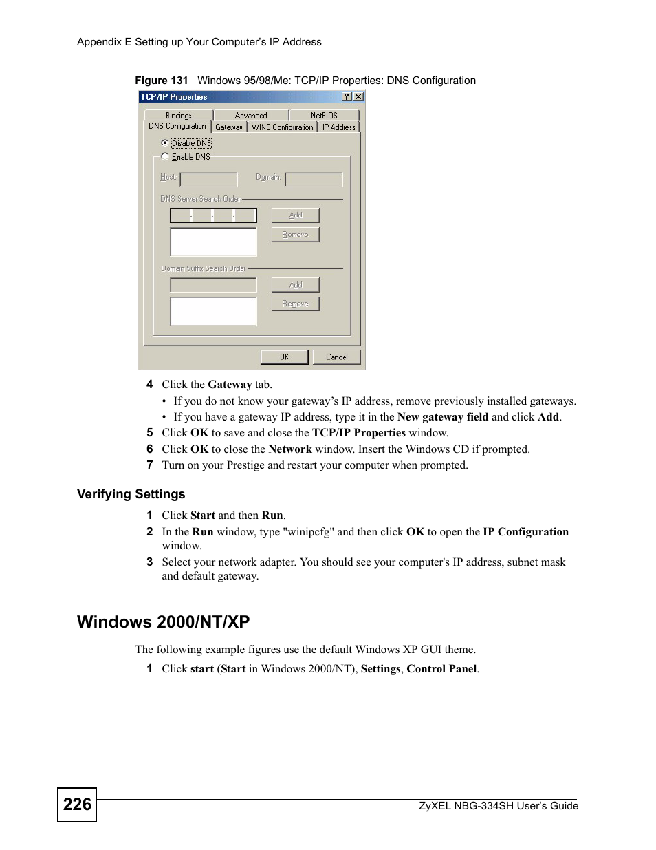 Windows 2000/nt/xp | ZyXEL Communications NBG334SH User Manual | Page 226 / 290