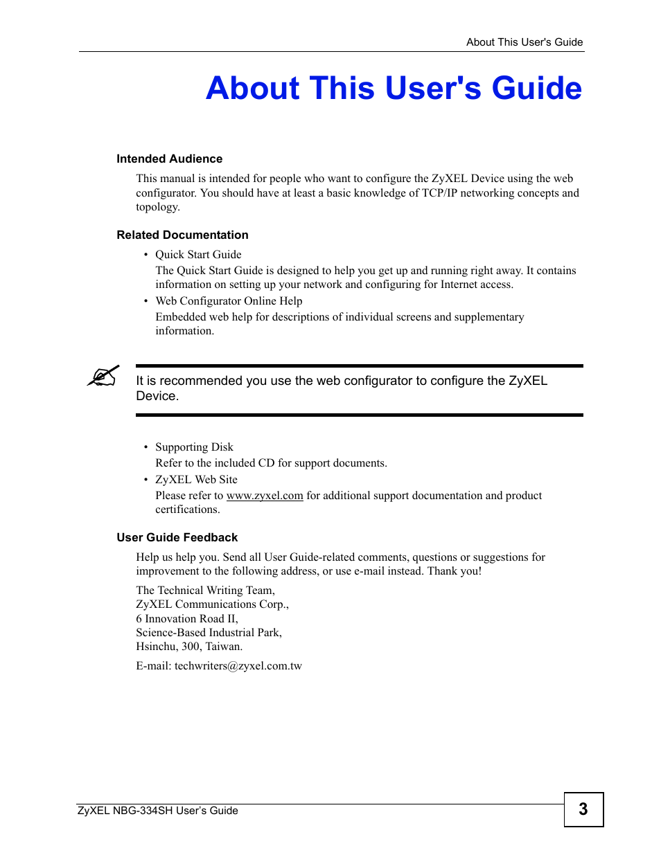 About this user's guide | ZyXEL Communications NBG334SH User Manual | Page 3 / 290