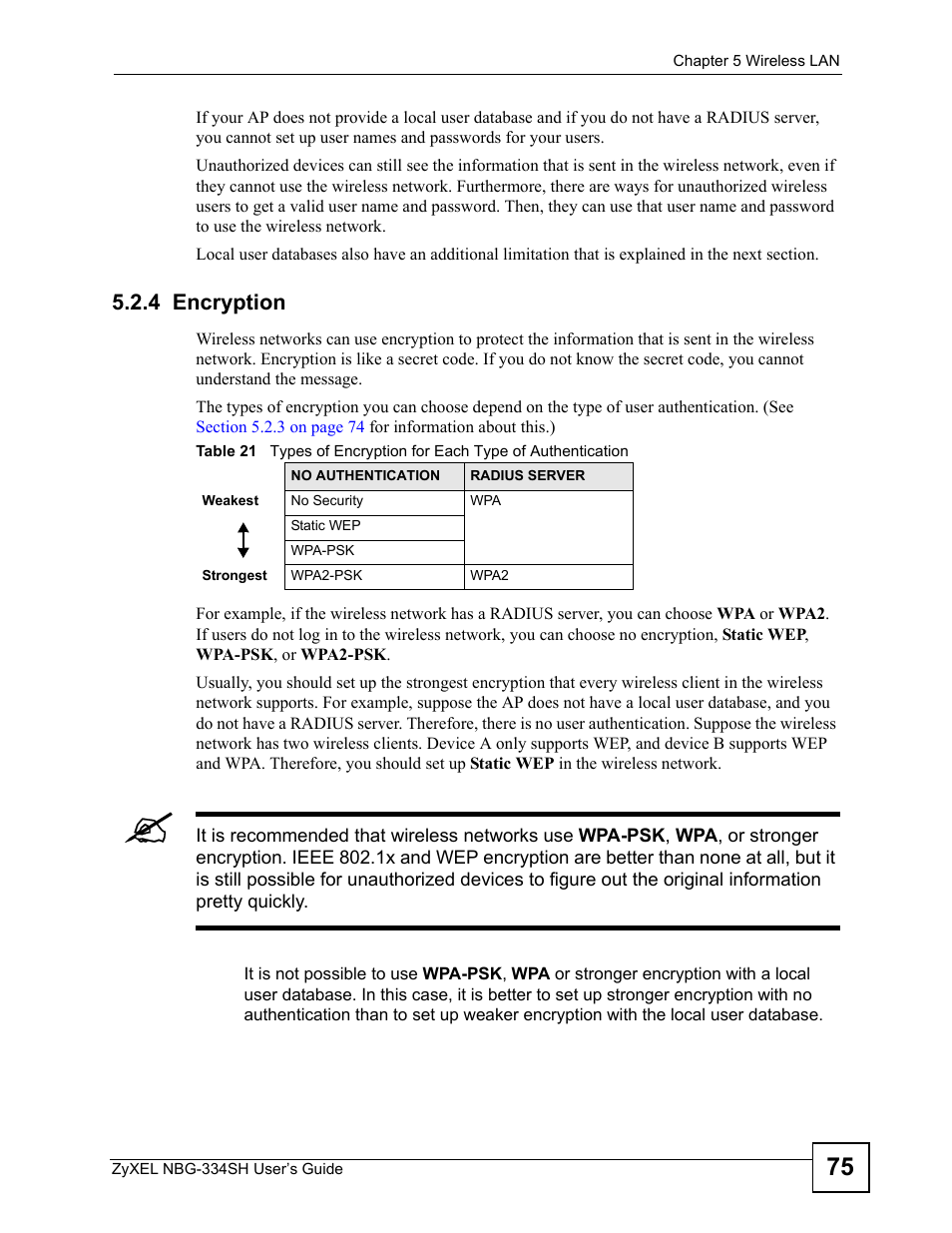 4 encryption | ZyXEL Communications NBG334SH User Manual | Page 75 / 290