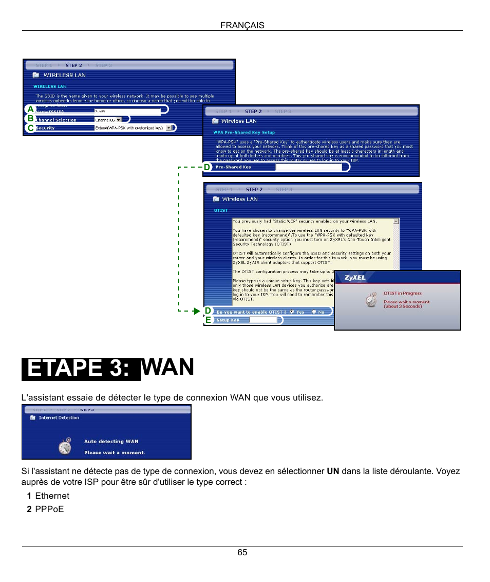 Etape 3 | ZyXEL Communications 802.11G WIRELESS P-334WT User Manual | Page 65 / 112