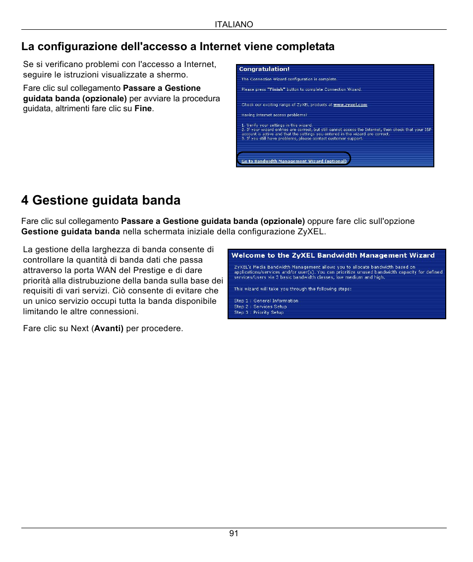 4 gestione guidata banda | ZyXEL Communications 802.11G WIRELESS P-334WT User Manual | Page 91 / 112