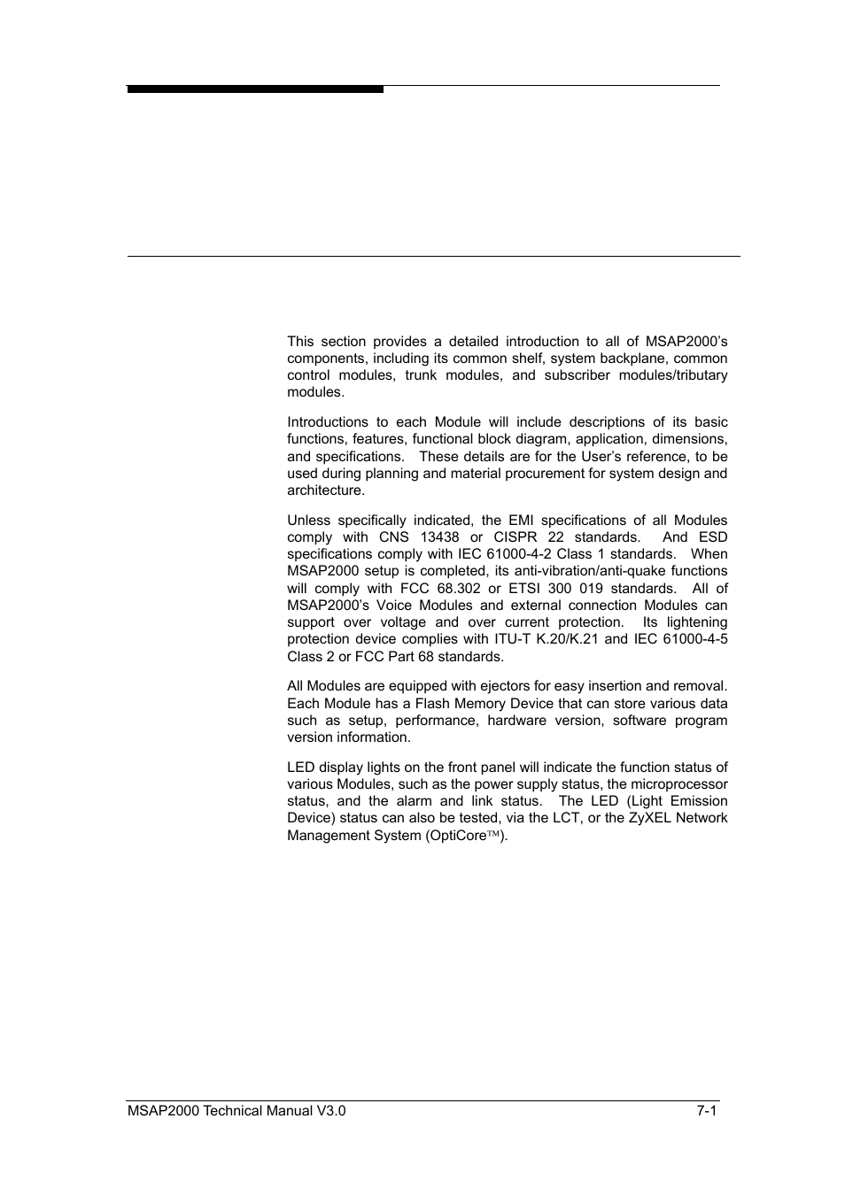 Product specification, Overview | ZyXEL Communications Multi-service Access Platform MSAP2000 User Manual | Page 108 / 243