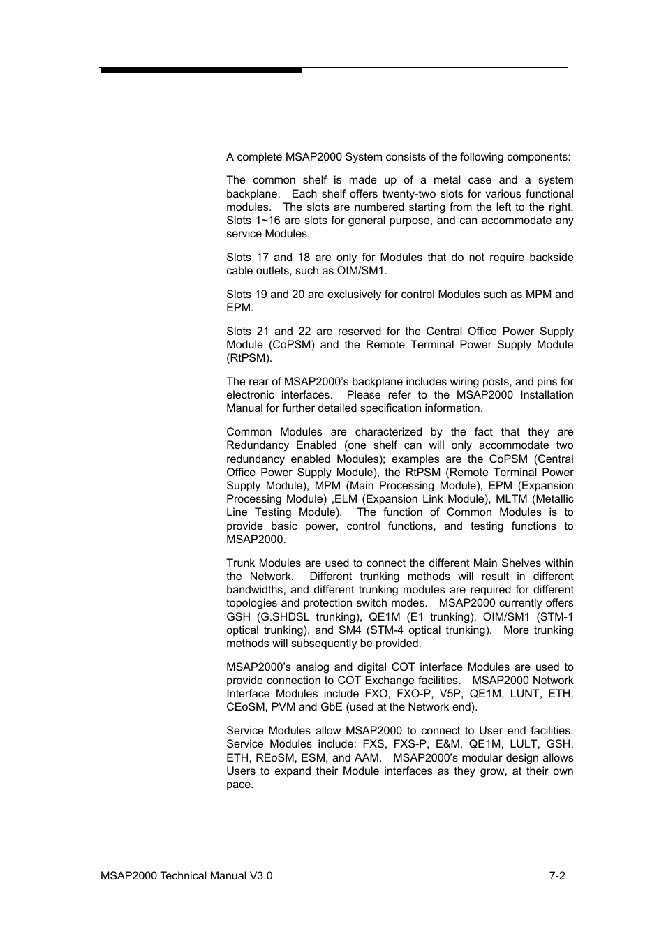 Main components | ZyXEL Communications Multi-service Access Platform MSAP2000 User Manual | Page 109 / 243