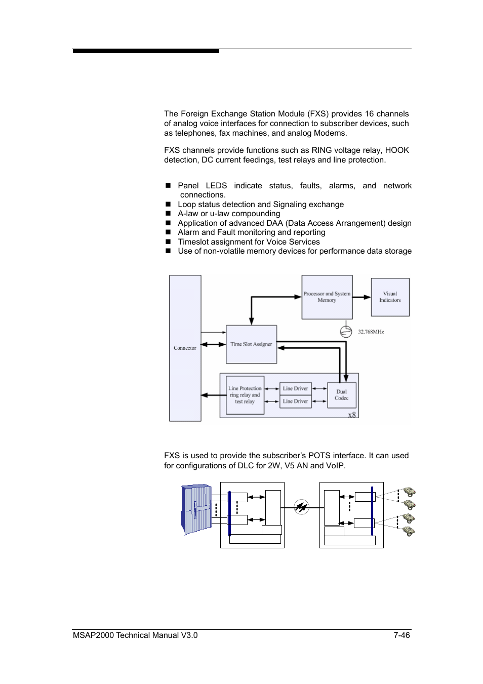 Foreign exchange station module (fxs) | ZyXEL Communications Multi-service Access Platform MSAP2000 User Manual | Page 153 / 243