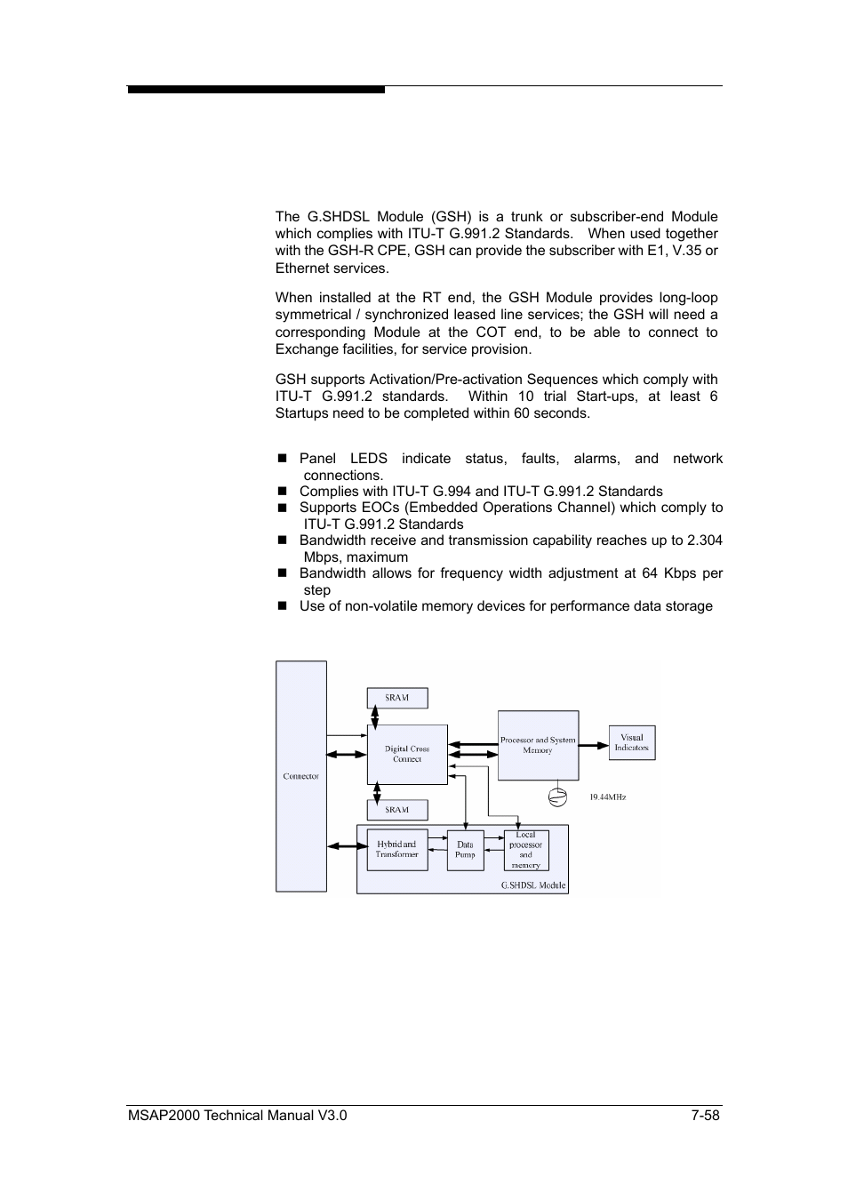 G.shdsl module (gsh) | ZyXEL Communications Multi-service Access Platform MSAP2000 User Manual | Page 165 / 243