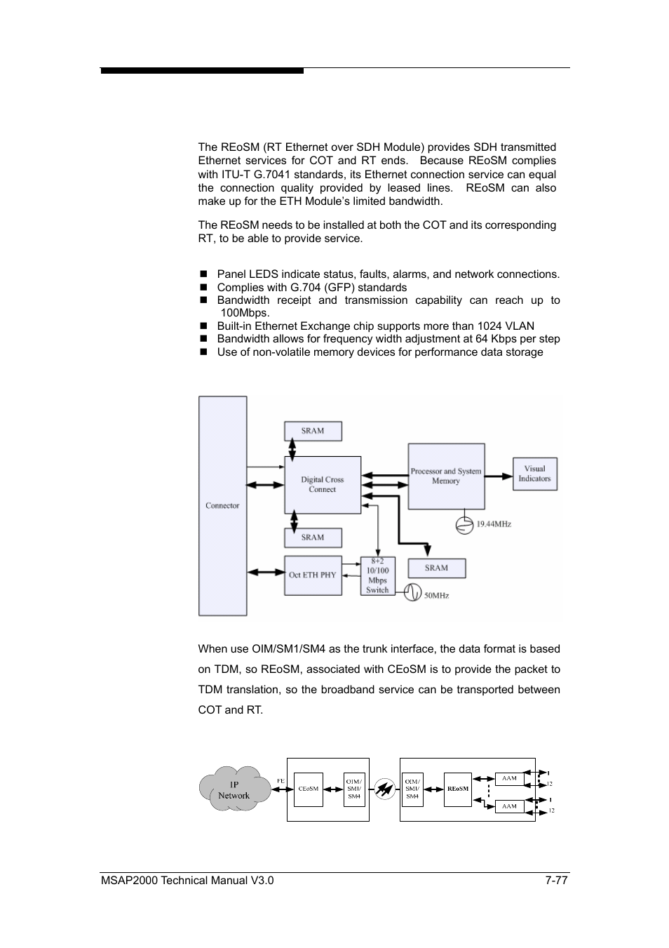 Rt ethernet over sdh module (reosm) | ZyXEL Communications Multi-service Access Platform MSAP2000 User Manual | Page 184 / 243