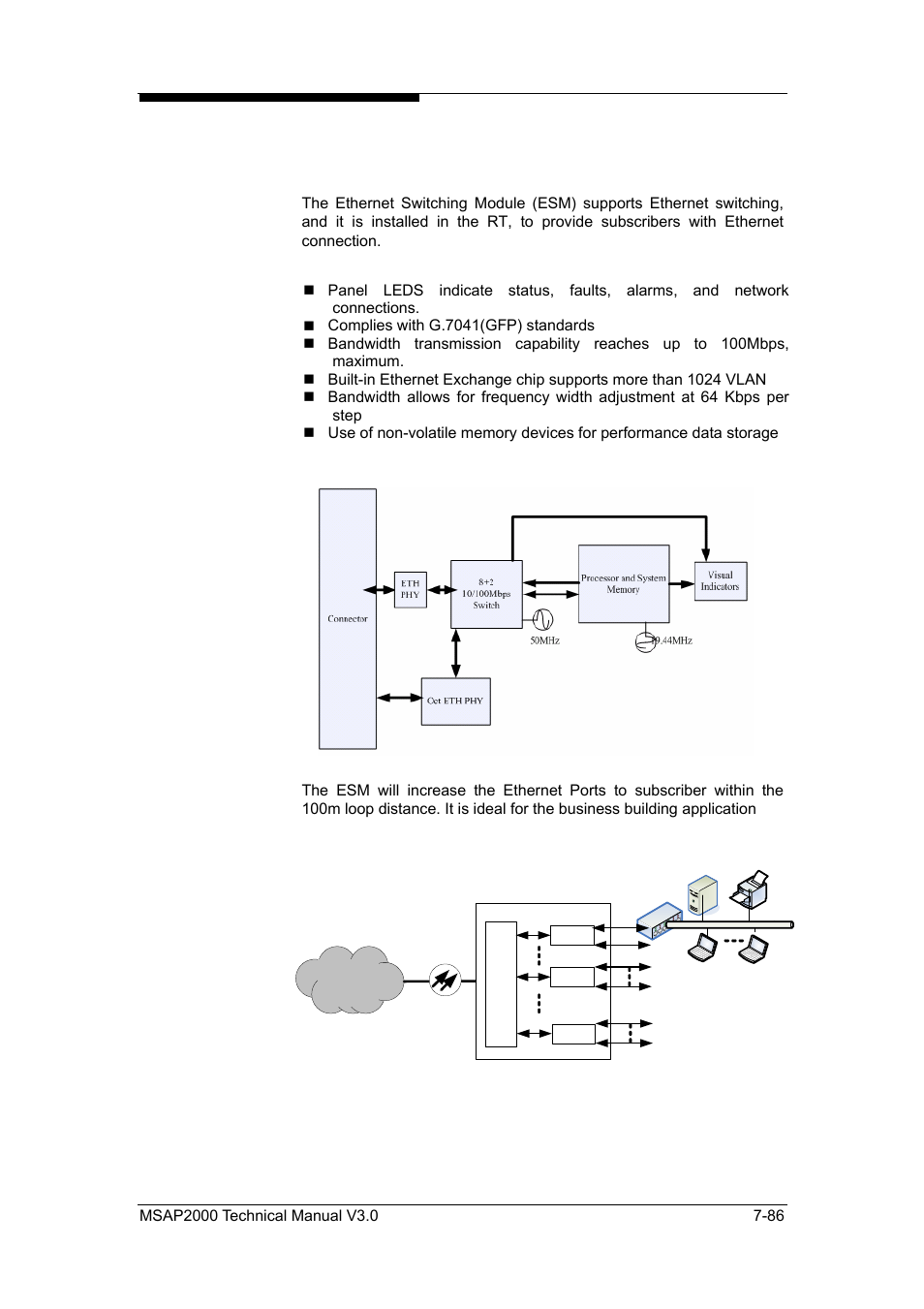 Ethernet switching module (esm) | ZyXEL Communications Multi-service Access Platform MSAP2000 User Manual | Page 193 / 243