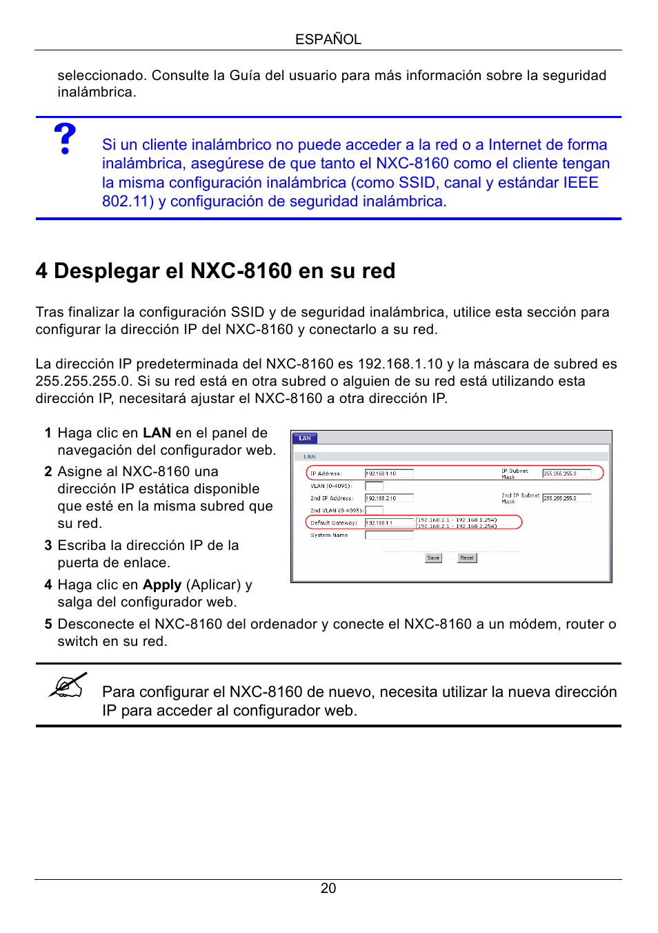 4 desplegar el nxc-8160 en su red | ZyXEL Communications Network Device NXC-8160s User Manual | Page 21 / 67