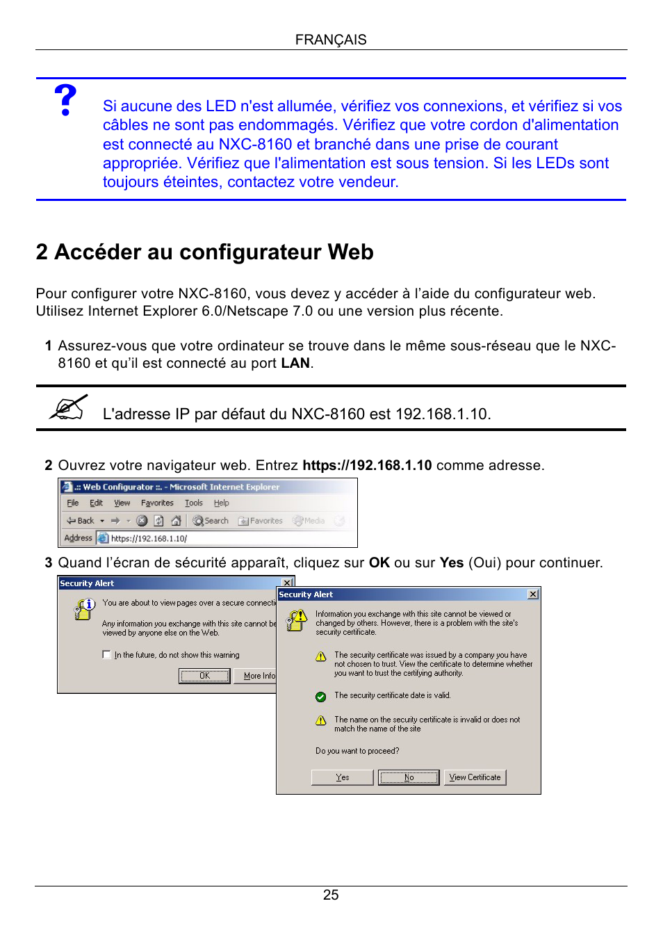 2 accéder au configurateur web | ZyXEL Communications Network Device NXC-8160s User Manual | Page 26 / 67